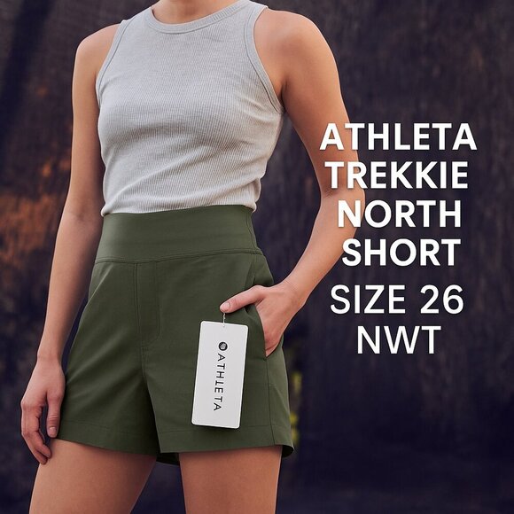 Athleta Trekkie North Short Olive Green Size 26 NWT XXL-XXXL - Picture 1 of 9